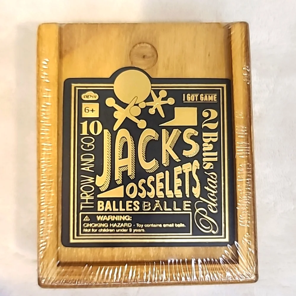 Classic Fun Jacks Game in a Nostalgic Retro Keepsake Wooden Travel Box - NIB/NWT